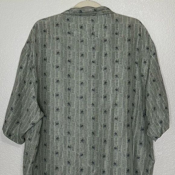 Firethorn 100% Silk Chinese Dragon Printed Button Down Men’s Shirt - Picture 8 of 13